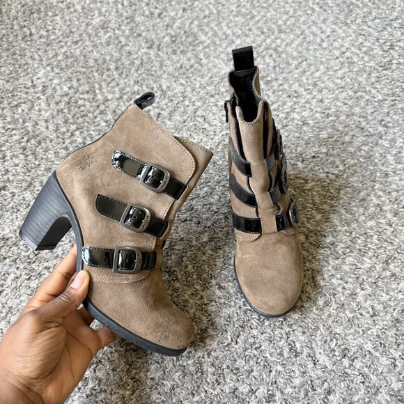Fly London Shoes - Fly London Klea Womens Brown Suede Ankle Booties Boots Block Heel 37 US 7 NEW